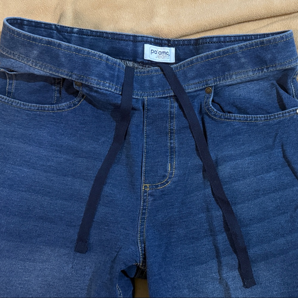 Men’s Pajama Jeans Dark Blue Stretchy Pants Medium